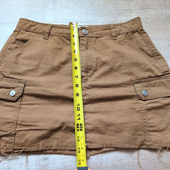BDG Urban Outfitters Cargo Khaki Denim Canvas Mini Skirt Carpenter Tan/Camel M - Picture 5 of 7